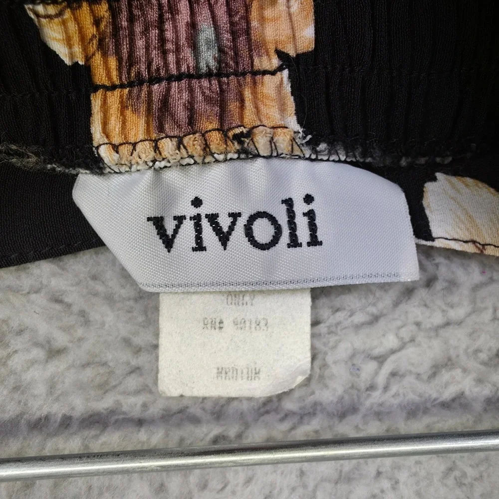 Vintage Vivoli Skirt Womens M Black Button Down Pleated Floral Cottagecore USA‎ - Picture 12 of 14